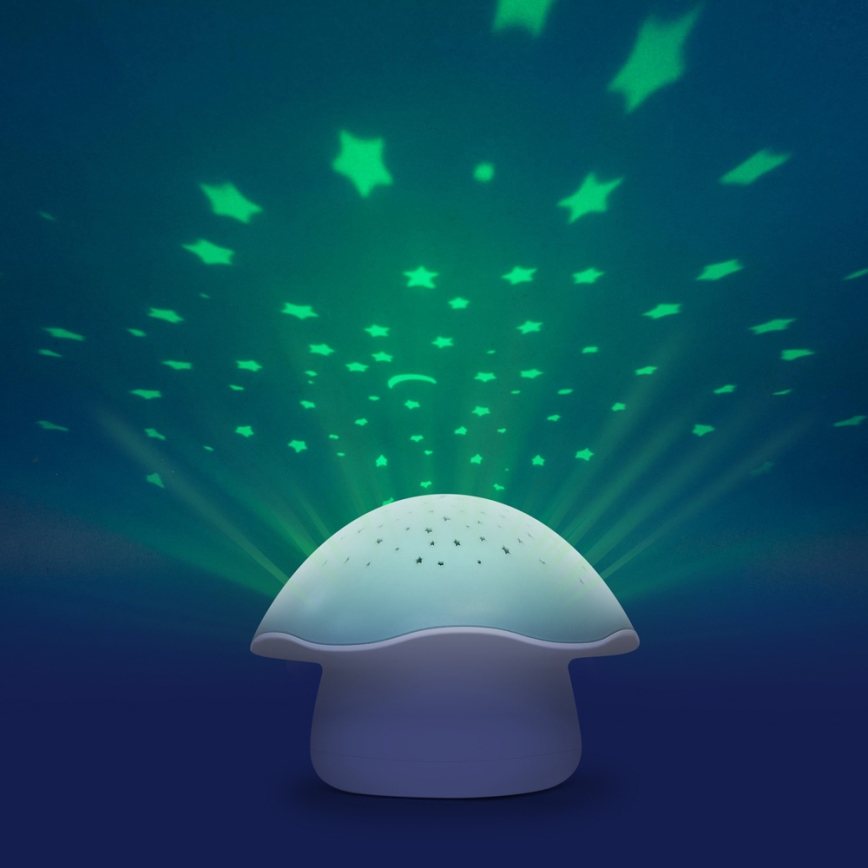 PABOBO - Projektor med sång STAR MUSHROOM 3xAA blå