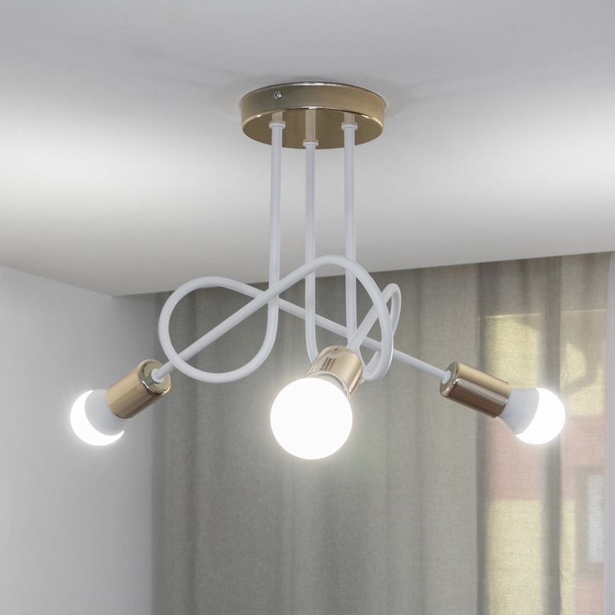 Påbyggd taklampa OXFORD 3xE27/15W/230V guld/vit