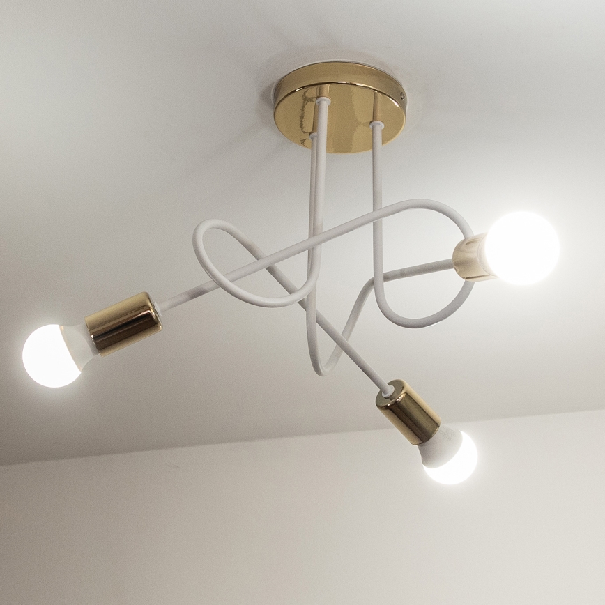 Påbyggd taklampa OXFORD 3xE27/15W/230V guld/vit