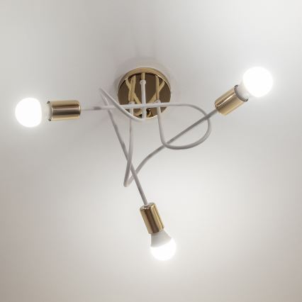 Påbyggd taklampa OXFORD 3xE27/15W/230V guld/vit