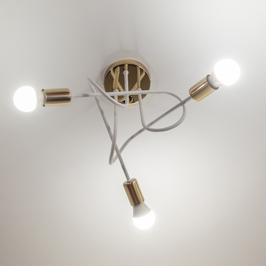 Påbyggd taklampa OXFORD 3xE27/15W/230V guld/vit