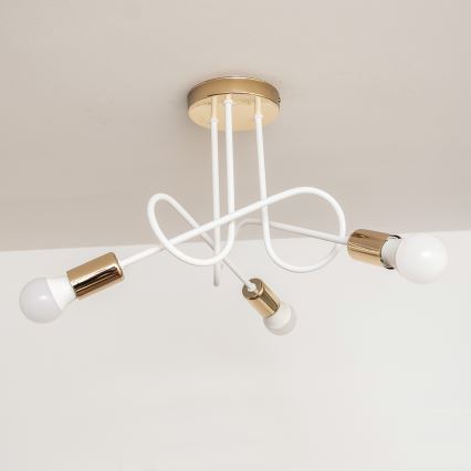 Påbyggd taklampa OXFORD 3xE27/15W/230V guld/vit