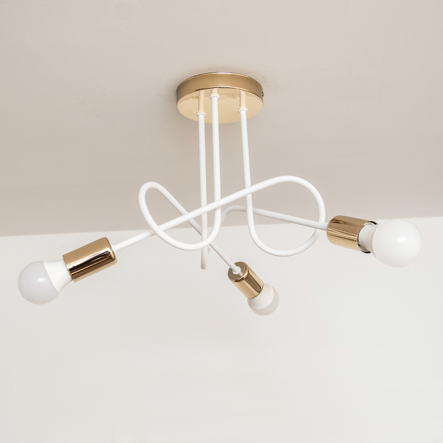 Påbyggd taklampa OXFORD 3xE27/15W/230V guld/vit