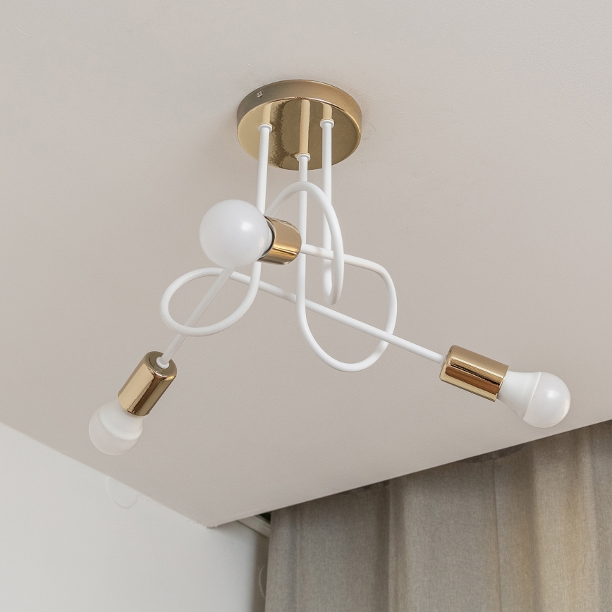 Påbyggd taklampa OXFORD 3xE27/15W/230V guld/vit