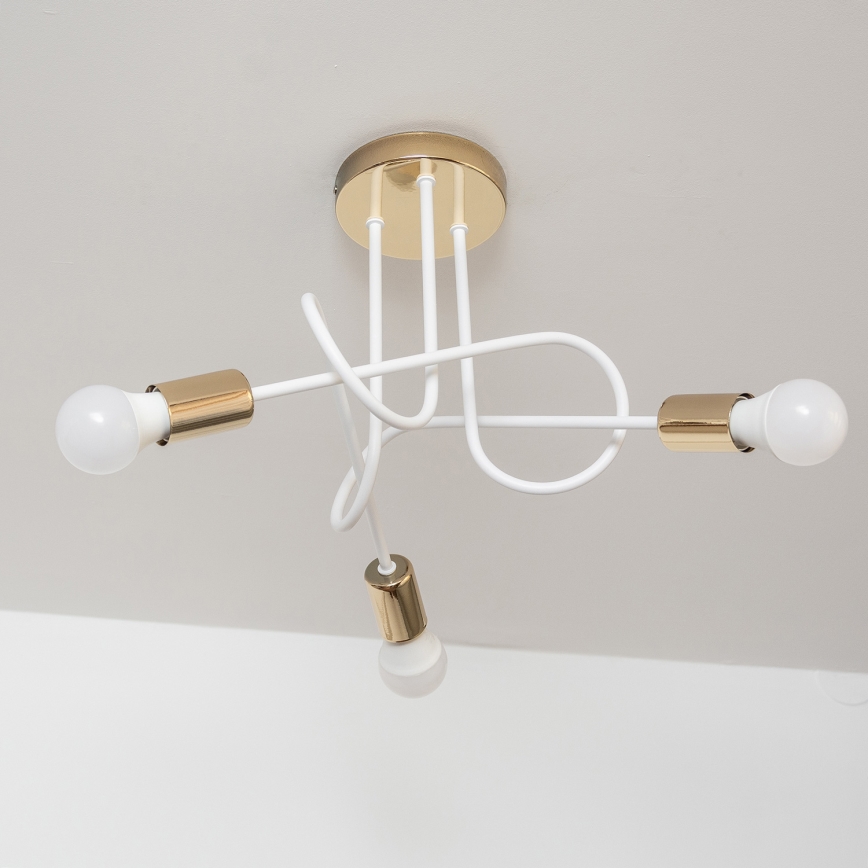 Påbyggd taklampa OXFORD 3xE27/15W/230V guld/vit