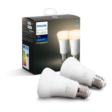 PAKET 2x Dimbar LED-lampa Philips Hue Vit E27/9W/230V 2700K