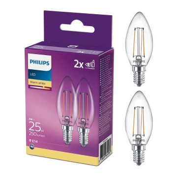 PAKET 2x LED-lampor Philips B35 E14/2W/230V 2700K