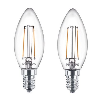 PAKET 2x LED-lampor Philips B35 E14/2W/230V 2700K