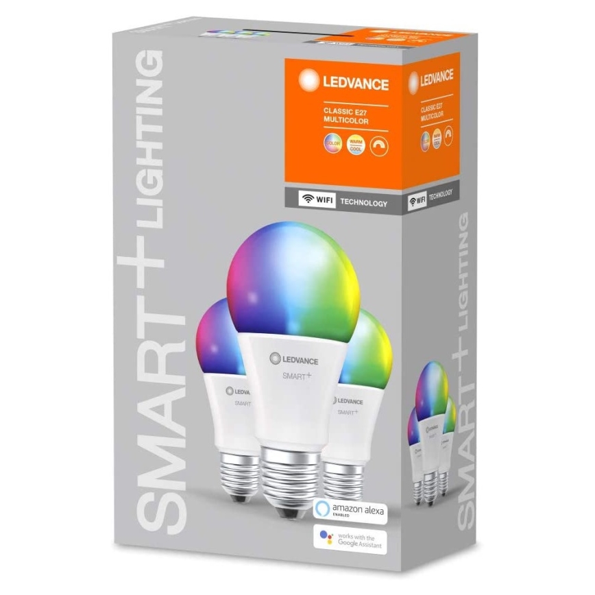 PAKET 3x Dimbar RGBW LED-lampa SMART+ E27/9W/230V 2700K-6500K - Ledvance