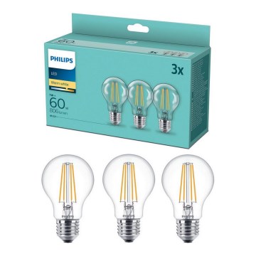 PAKET 3x LED-lampor VINTAGE Philips A60 E27/7W/230V 2,700K