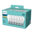PAKET 6x LED-lampor Philips A60 E27/8W/230V 2,700K
