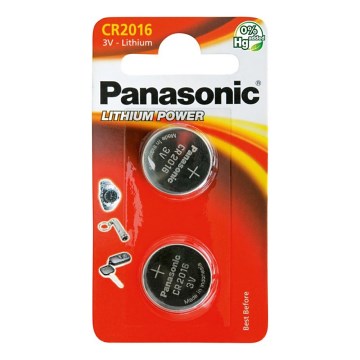 Panasonic - 2 delar Litium knappcellsbatteri CR2016 3V 72 mAh