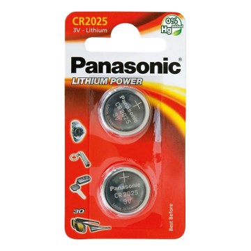 Panasonic - 2 delar Litium knappcellsbatteri CR2025 3V 165 mAh