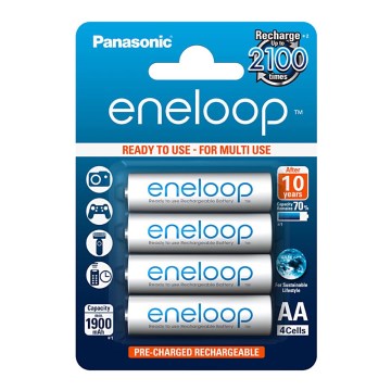 Panasonic Eneloop BK-3MCCE - 4st Laddningsbara Batterier AA Eneloop NiMH/1.2V/1900mAh