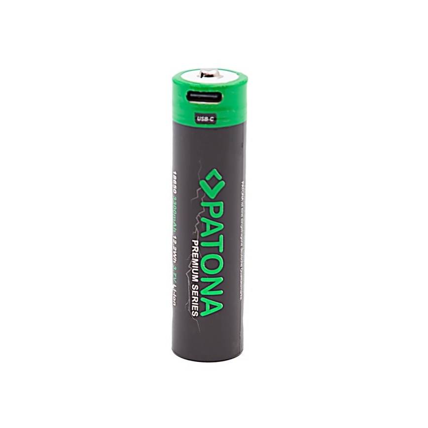 PATONA - Ackumulator 18650 Li-lon 3350mAh PREMIUM 3,7V med USB-C laddar
