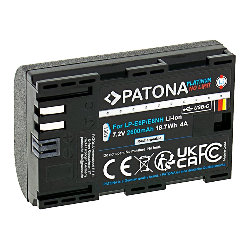 PATONA - Ackumulator Canon LP-E6NH 2600mAh Li-Ion Platinum USB-C