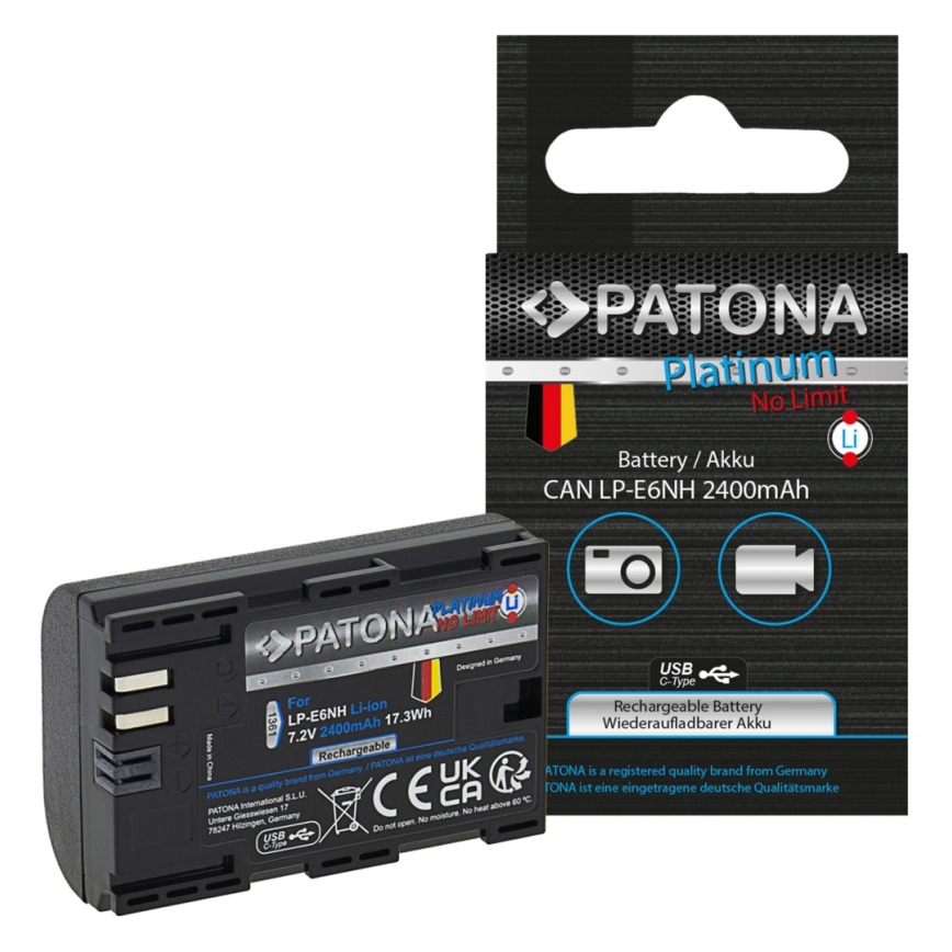 PATONA - Ackumulator Canon LP-E6NH 2600mAh Li-Ion Platinum USB-C
