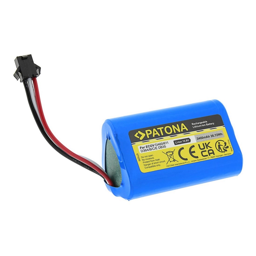 PATONA - Batteri Ecovacs Deebot D36 serie 3400mAh Li-lon 10,8V