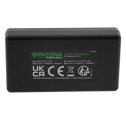 PATONA - Fast charger Dual Canon LP-E17 + kabel USB-C 0,6m