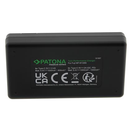 PATONA - Fast charger Dual Fuji NP-W126 + kabel USB-C 0,6m