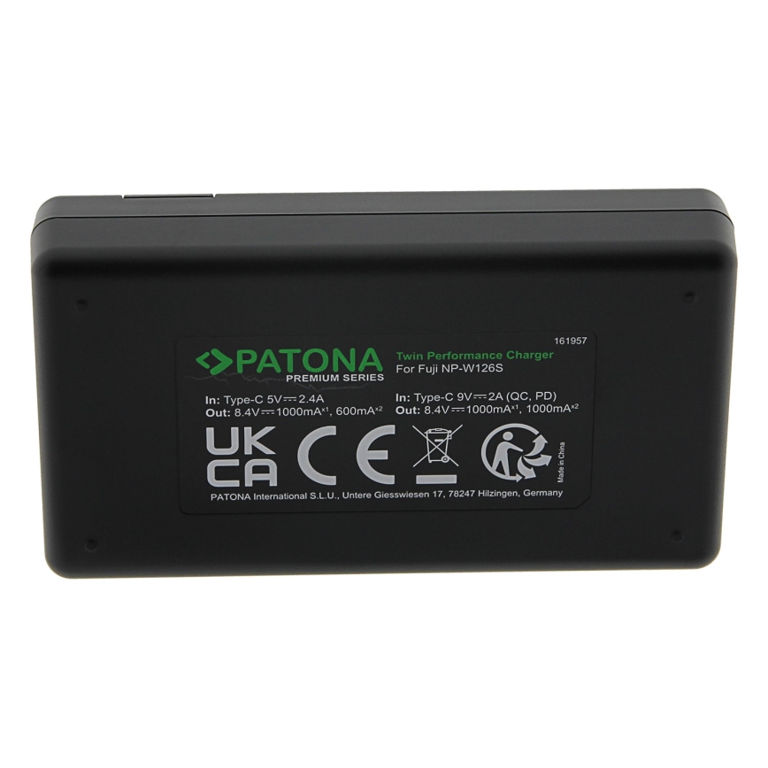 PATONA - Fast charger Dual Fuji NP-W126 + kabel USB-C 0,6m