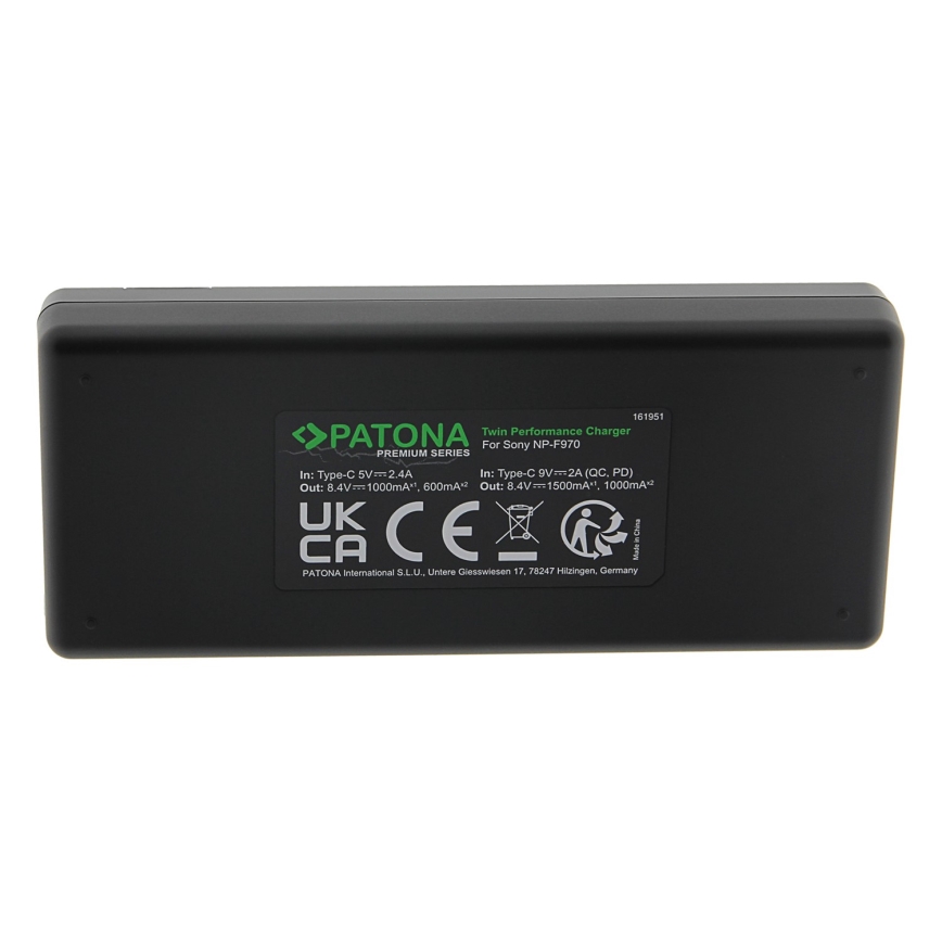 PATONA - Fast charger Dual Sony F550/F750/F970/FM50 + kabel USB-C 0,6m