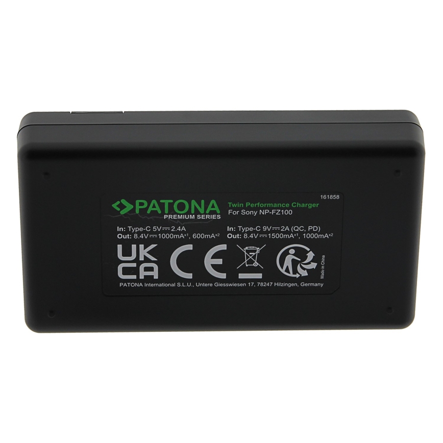 PATONA - Fast charger Dual Sony NP-FZ100 + kabel USB-C 0,6m