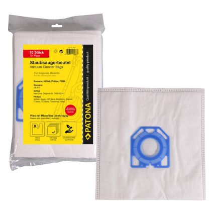 PATONA - KIT 10x Filtreringspåse PH84 för Philips, Nilfisk, Menalux
