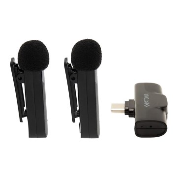 PATONA - KIT 2x Trådlös mikrofon med klämma för smart mobiler USB-C 5V