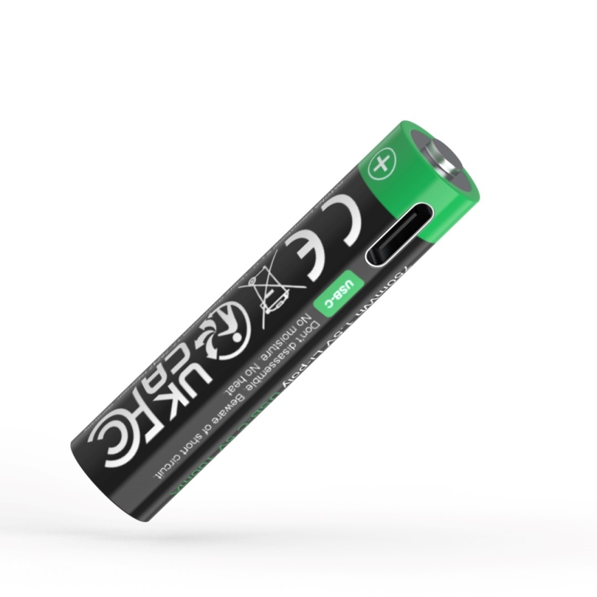 PATONA - KIT 4x Ackumulator AAA/LR03 Li-Pol 500mAh 1,5V med USB-C laddar