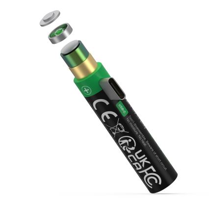 PATONA - KIT 4x Ackumulator AAA/LR03 Li-Pol 500mAh 1,5V med USB-C laddar