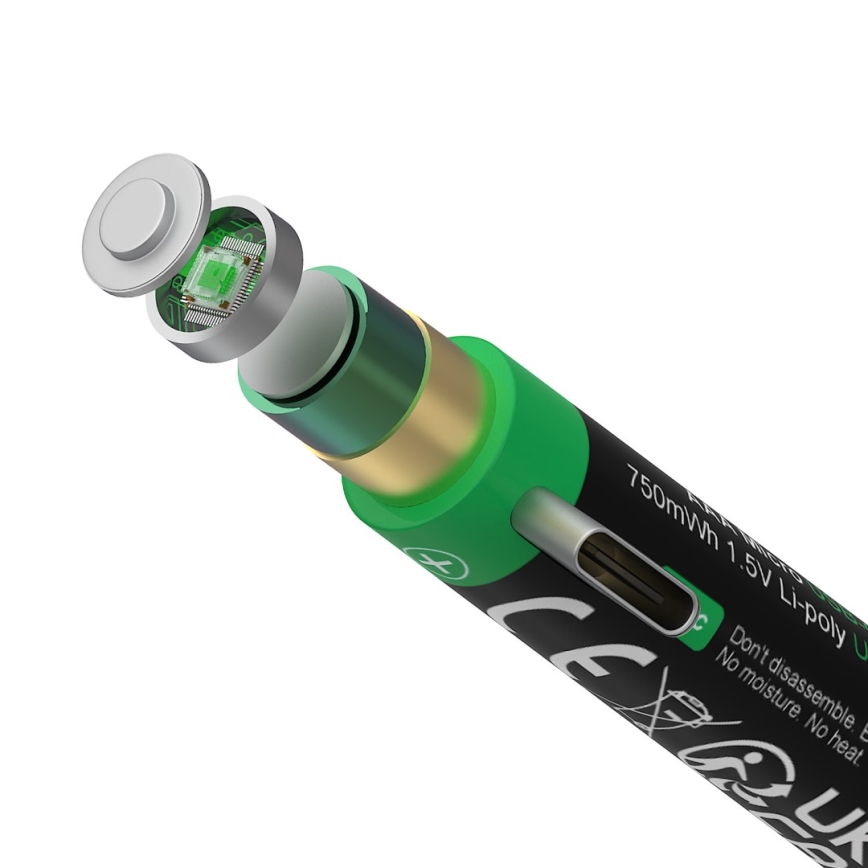PATONA - KIT 4x Ackumulator AAA/LR03 Li-Pol 500mAh 1,5V med USB-C laddar