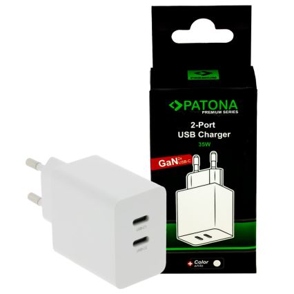 PATONA - Laddningsadapter Power delivery 35W 2xUSB-C -PD 3.0