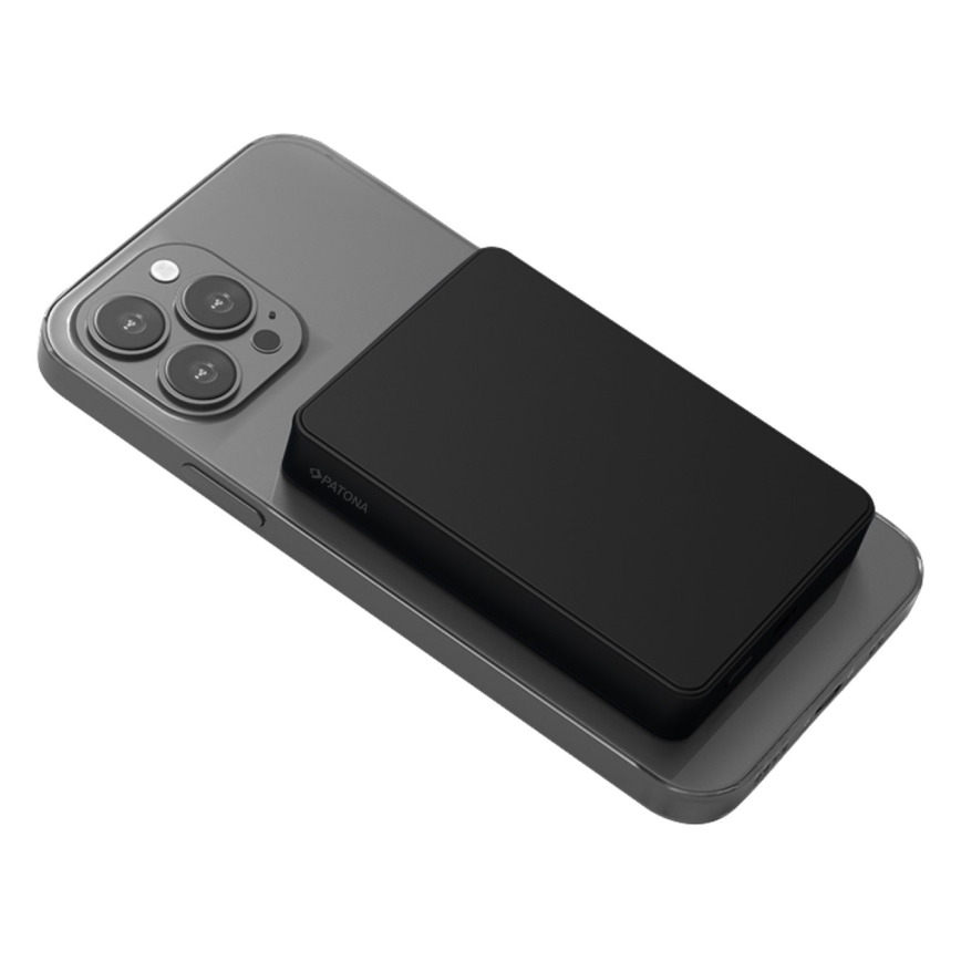 PATONA - Power bank 10000mAh Li-Pol-PD20W MagSafe USB-C och Qi laddar