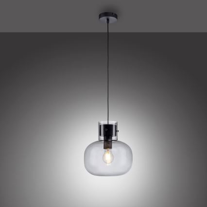 Paul Neuhaus 2003-25 - Ljuskrona med textilsladd SHITAKE 1xE27/10W/230V diameter 25 cm rökt