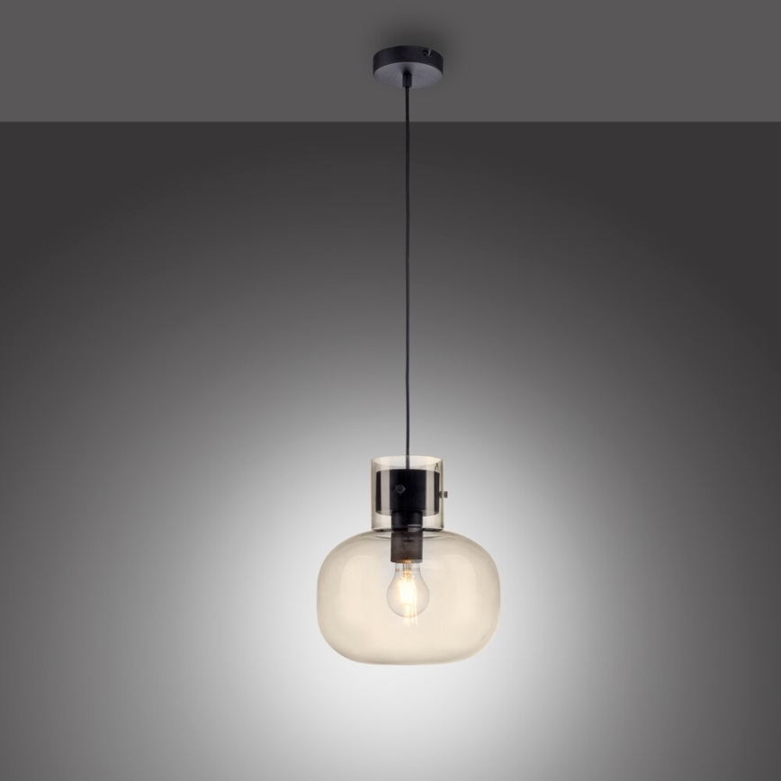 Paul Neuhaus 2003-27 - Ljuskrona med textilsladd SHITAKE 1xE27/10W/230V diameter 25 cm rökt