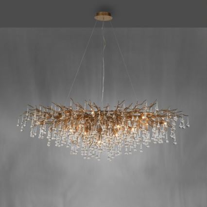 Paul Neuhaus 2031-11 - Ljuskrona med textilsladd ICICLE 15xG9/40W/230V 75x150 cm mässing