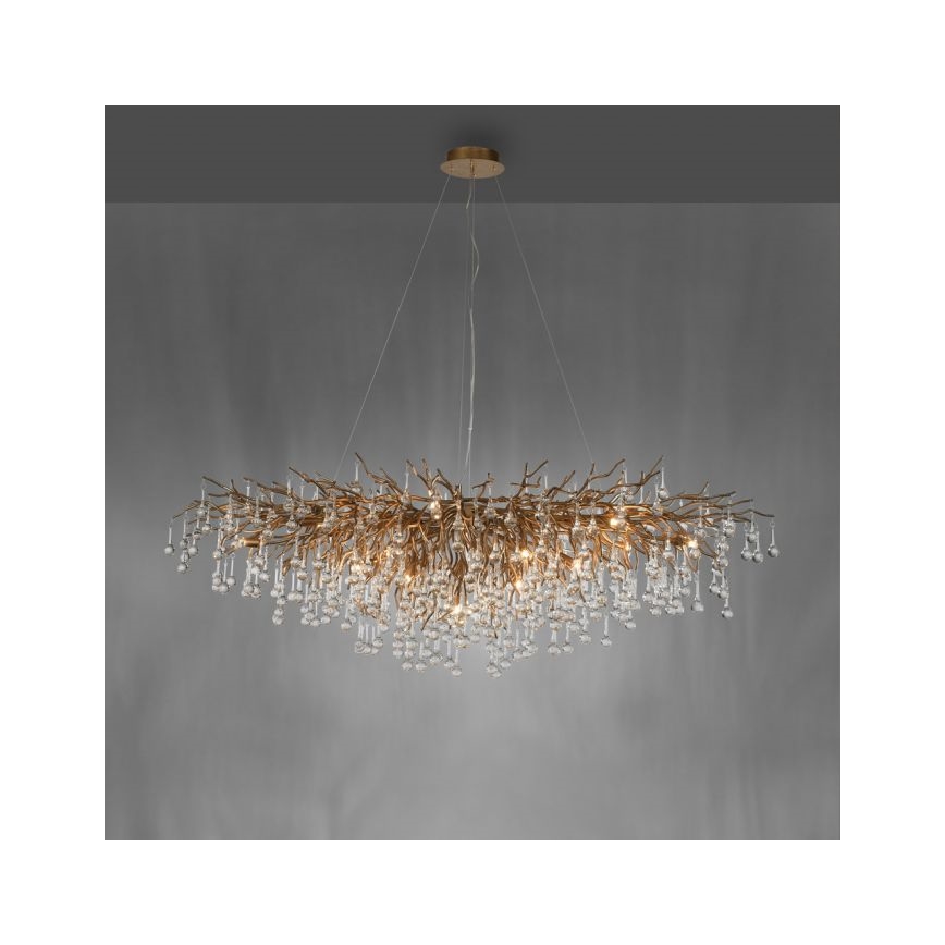 Paul Neuhaus 2031-11 - Ljuskrona med textilsladd ICICLE 15xG9/40W/230V 75x150 cm mässing