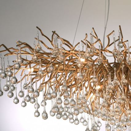 Paul Neuhaus 2031-11 - Ljuskrona med textilsladd ICICLE 15xG9/40W/230V 75x150 cm mässing