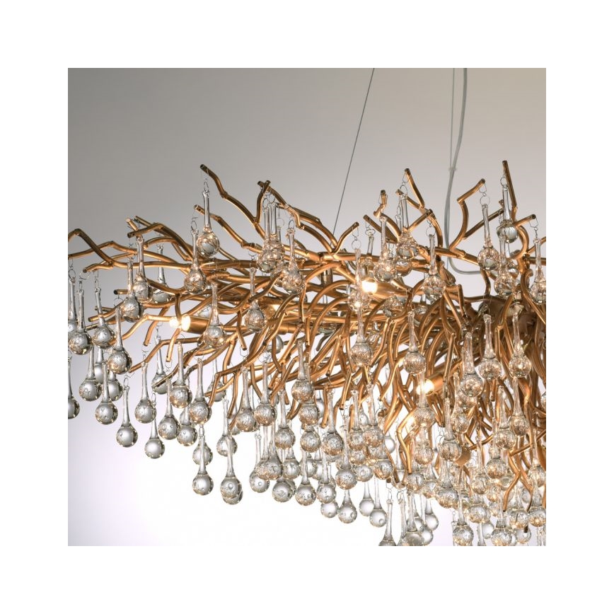 Paul Neuhaus 2031-11 - Ljuskrona med textilsladd ICICLE 15xG9/40W/230V 75x150 cm mässing