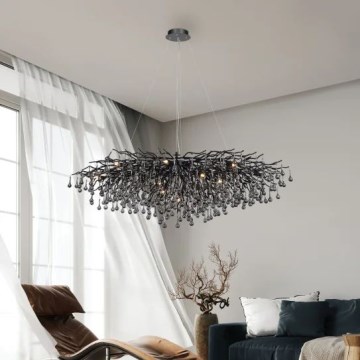 Paul Neuhaus 2031-18 - Taklampa på vajer ICICLE 15xG9/40W/230V 75x150 cm svart
