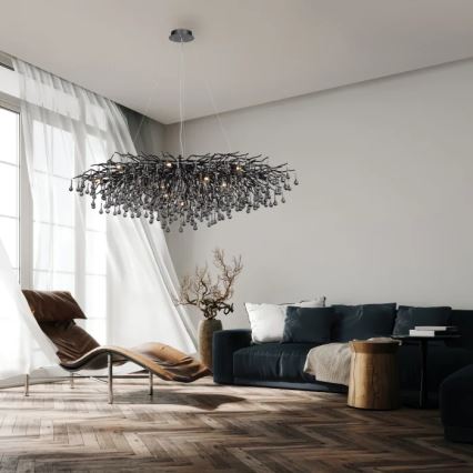 Paul Neuhaus 2031-18 - Taklampa på vajer ICICLE 15xG9/40W/230V 75x150 cm svart
