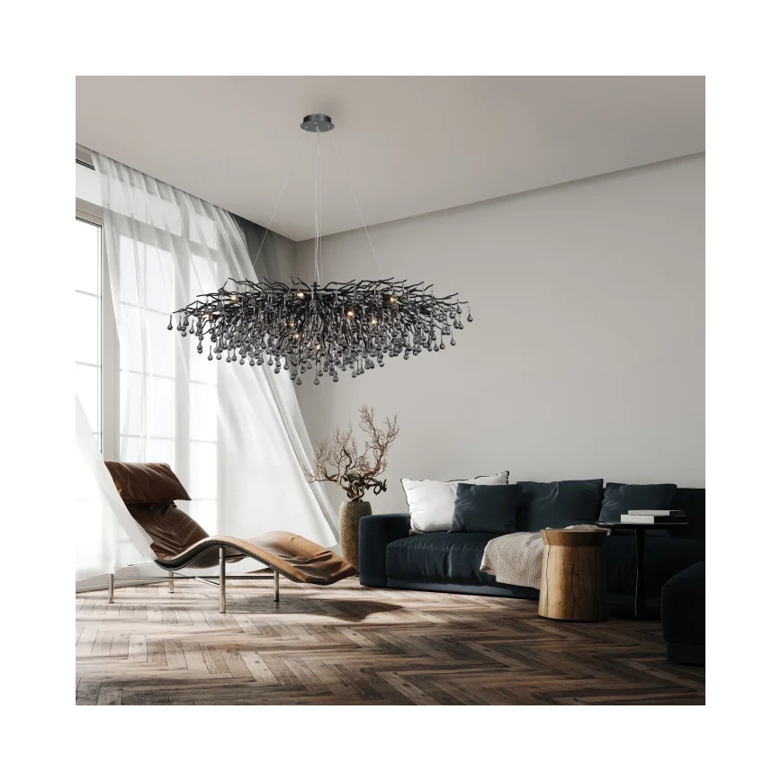 Paul Neuhaus 2031-18 - Taklampa på vajer ICICLE 15xG9/40W/230V 75x150 cm svart
