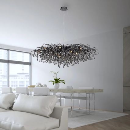 Paul Neuhaus 2031-18 - Taklampa på vajer ICICLE 15xG9/40W/230V 75x150 cm svart