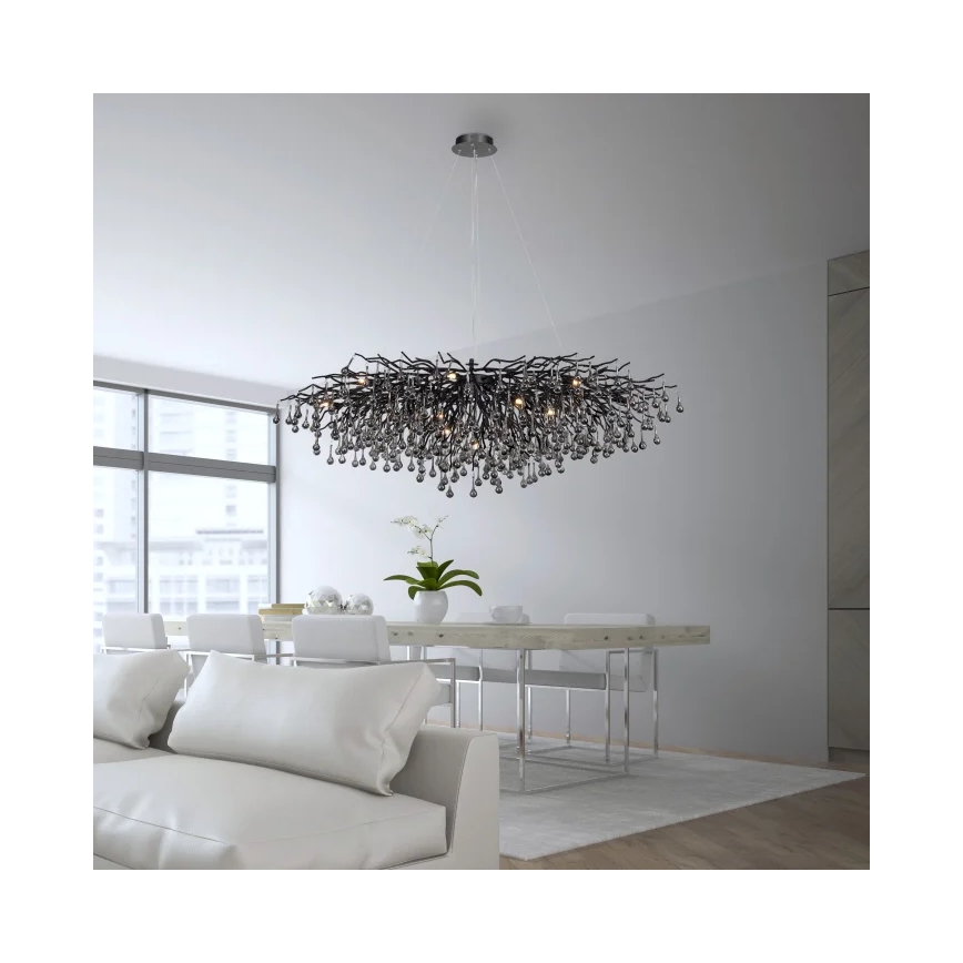 Paul Neuhaus 2031-18 - Taklampa på vajer ICICLE 15xG9/40W/230V 75x150 cm svart
