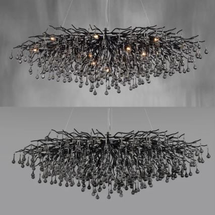 Paul Neuhaus 2031-18 - Taklampa på vajer ICICLE 15xG9/40W/230V 75x150 cm svart