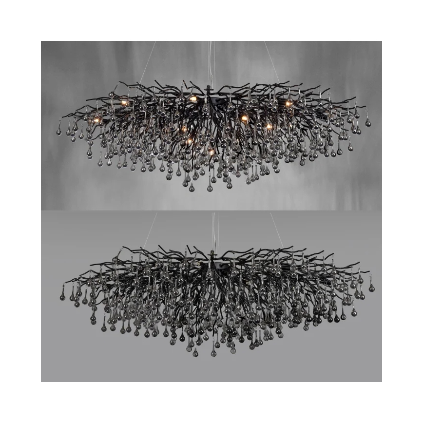 Paul Neuhaus 2031-18 - Taklampa på vajer ICICLE 15xG9/40W/230V 75x150 cm svart
