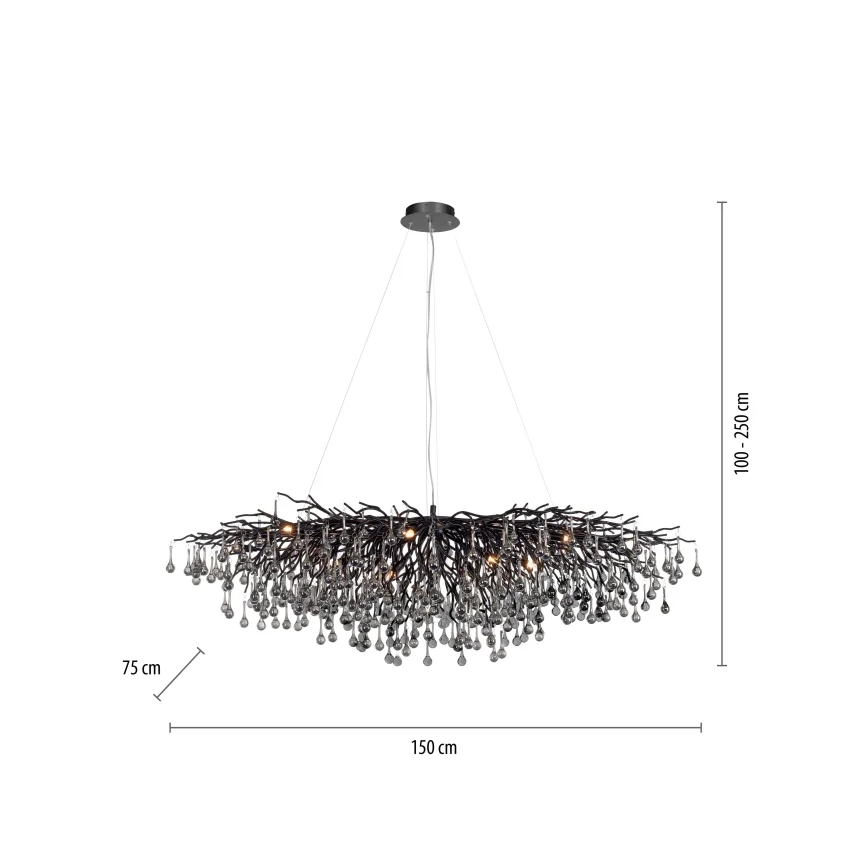 Paul Neuhaus 2031-18 - Taklampa på vajer ICICLE 15xG9/40W/230V 75x150 cm svart