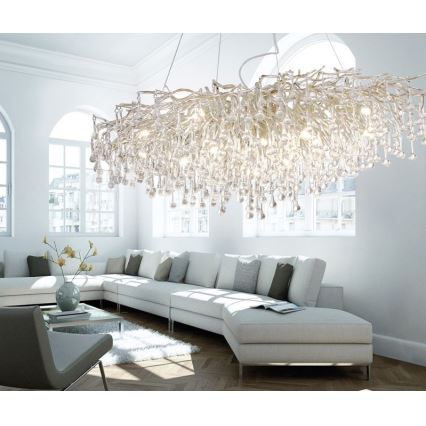 Paul Neuhaus 2031-55 - Ljuskrona med textilsladd ICICLE 15xG9/40W/230V 75x150 cm skinande krom