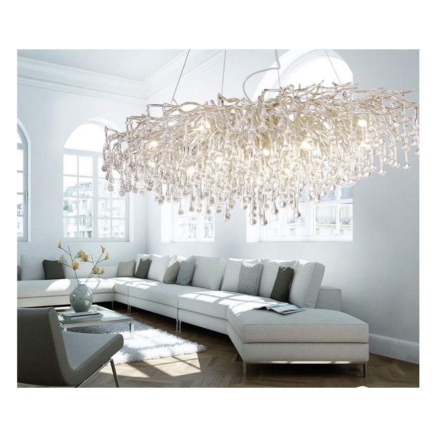 Paul Neuhaus 2031-55 - Ljuskrona med textilsladd ICICLE 15xG9/40W/230V 75x150 cm skinande krom